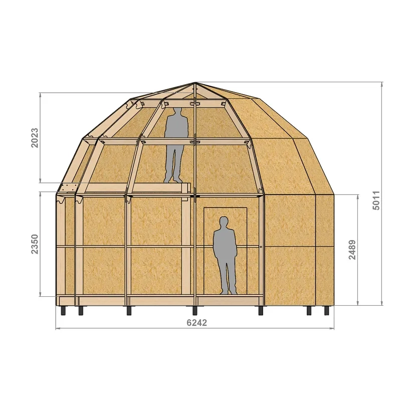 Mẫu bản vẽ mặt cắt nhà vòm rõ nét