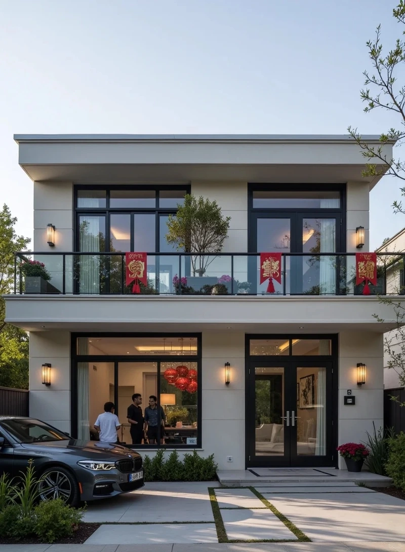 Phong cách hiện đại nổi bật biệt thự 2 tầng mái bằng phong cách hiện đại