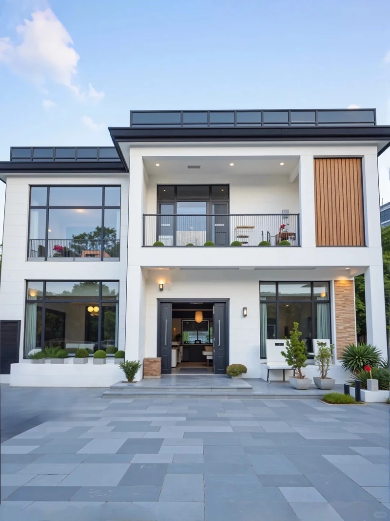 Kiến trúc hiện đại tinh tế biệt thự 2 tầng mái bằng kiến trúc hiện đại