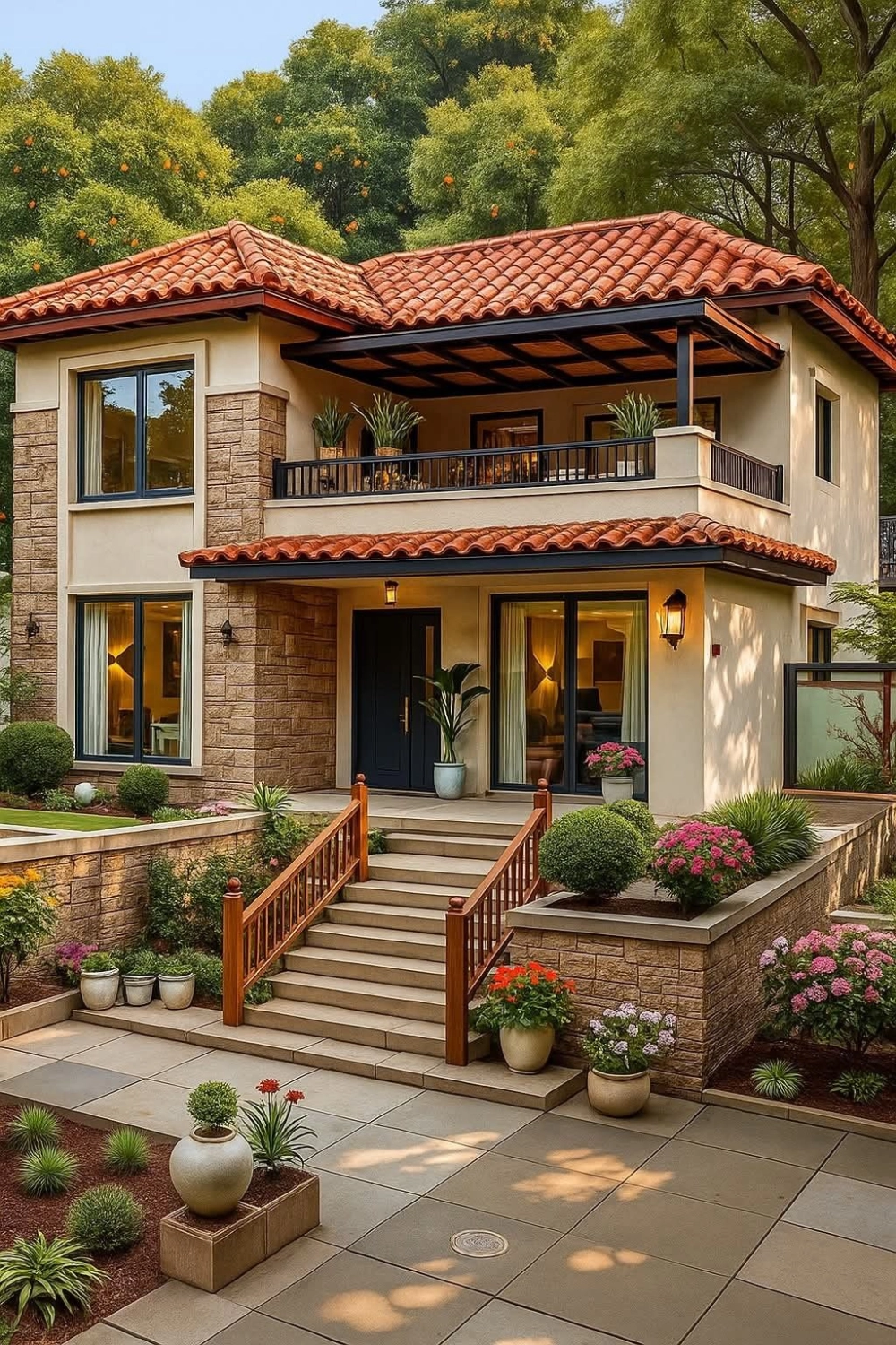 Thiết kế biệt thự phố 2 tầng mái nhật tối ưu diện tích