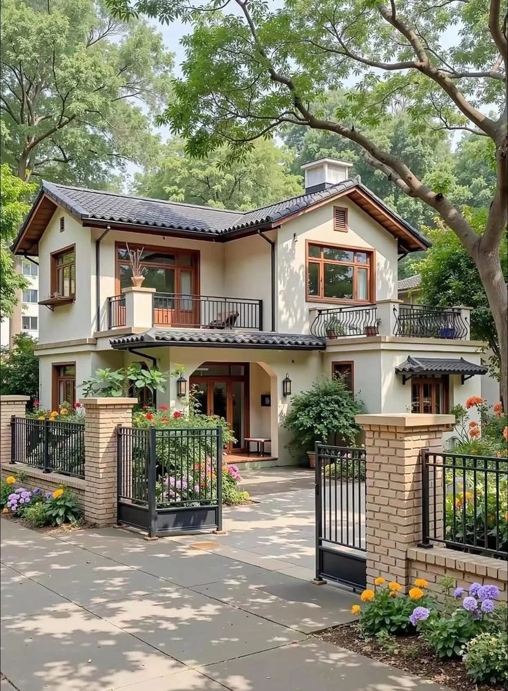 Phối cảnh 3d biệt thự mái nhật với hệ đèn trang trí