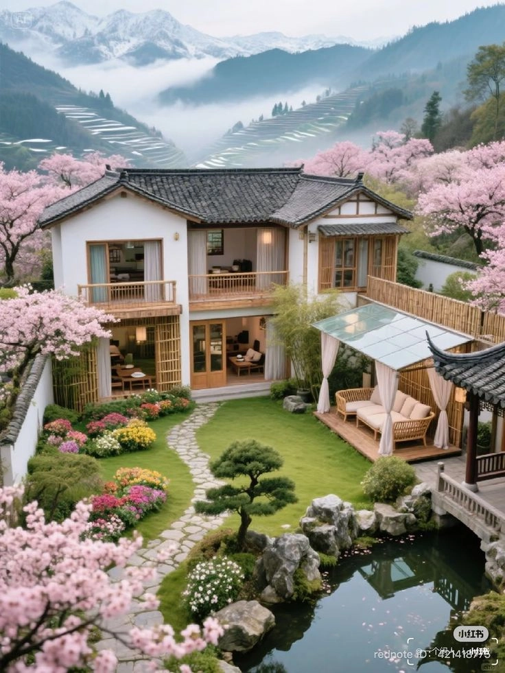 Hồ cá koi biệt thự mái nhật tạo điểm nhấn phong thủy