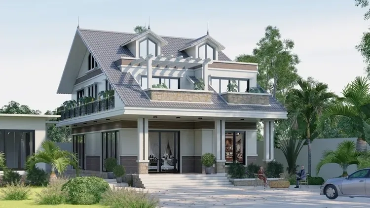 Giải pháp thiết kế biệt thự 2 tầng mái thái tối ưu công năng