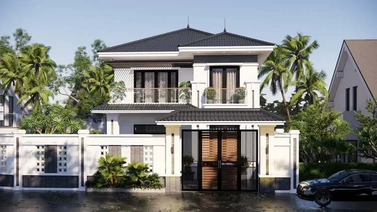 Vẻ đẹp sang nhã của biệt thự 2 tầng mái thái tân cổ điển