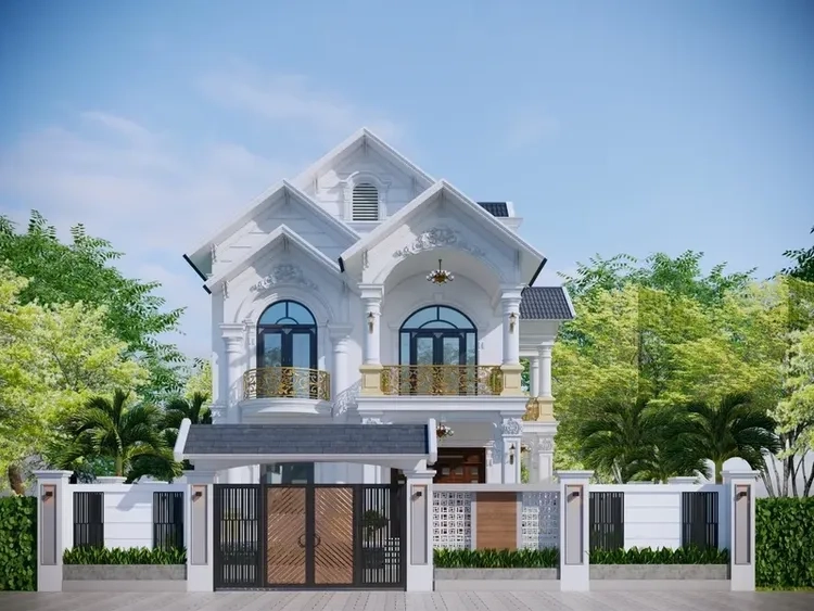 Bố cục linh hoạt cùng biệt thự 2 tầng mái thái chữ l tiện nghi