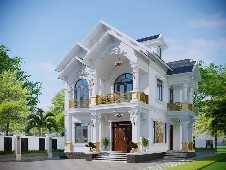 Thiết kế biệt thự mái thái 2 tầng cân đối bền vững