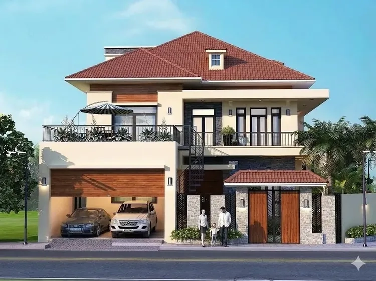 Giải pháp biệt thự mái thái nông thôn bền đẹp tiết kiệm