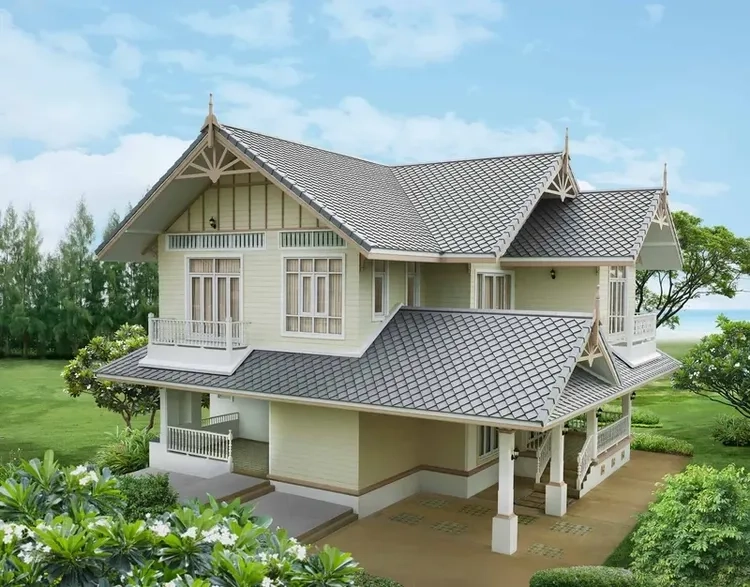 Thiết kế biệt thự mái thái mini gọn gàng tiện ích