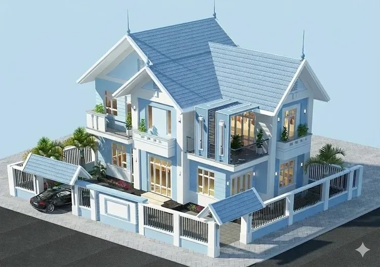 Không gian biệt thự mái thái có hồ bơi thư giãn đẳng cấp