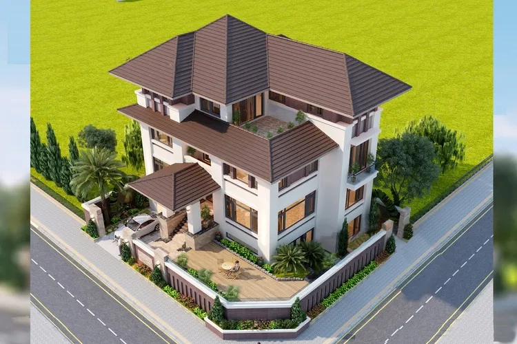 Giải pháp biệt thự mái thái đơn giản mà vẫn cuốn hút