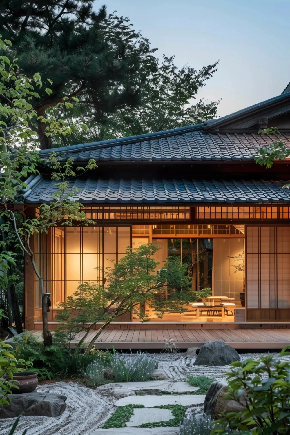 Mẫu cửa chính mặt tiền nhà mái nhật bằng gỗ tự nhiên bền đẹp