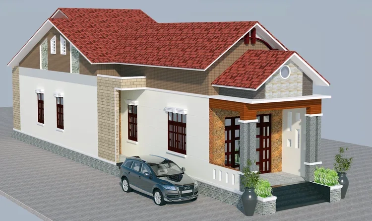 Giải pháp tinh gọn từ mặt tiền nhà cấp 4 mái thái đơn giản