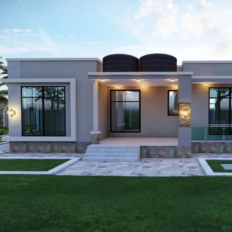 Ngôi nhà nông thôn thanh bình mặt tiền nhà mái bằng nông thôn