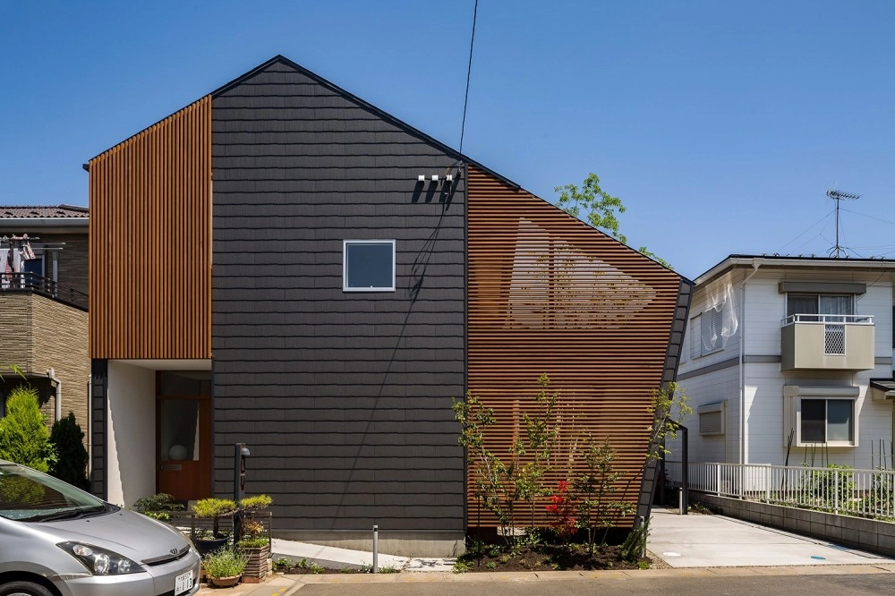 Mặt tiền nhà mái lệch đơn giản mà cuốn hút