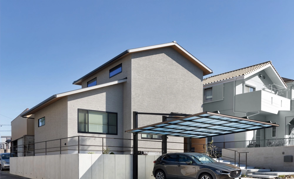 Phối cảnh mặt tiền nhà mái lệch 2 tầng rõ nét