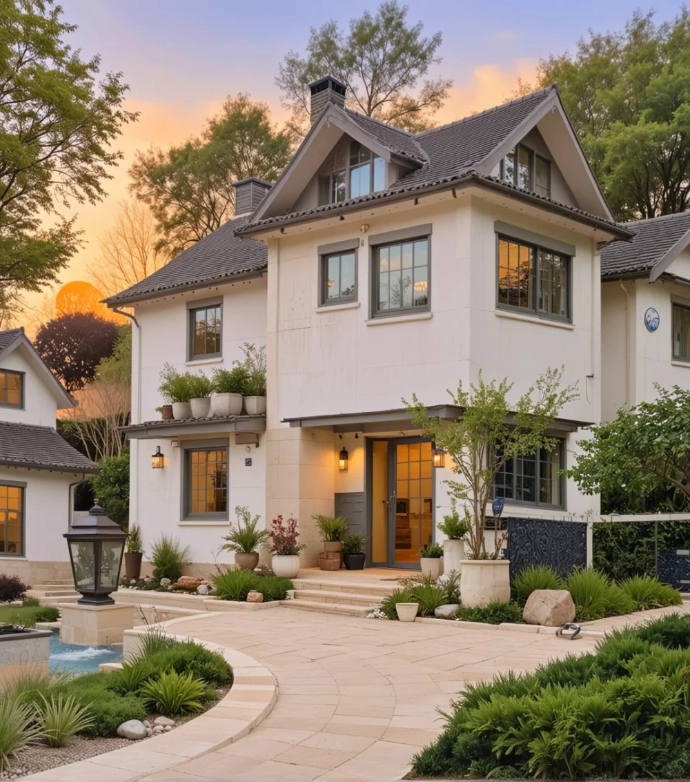 Phào chỉ cửa sổ mặt tiền nhà mái nhật 2 tầng tạo điểm nhấn