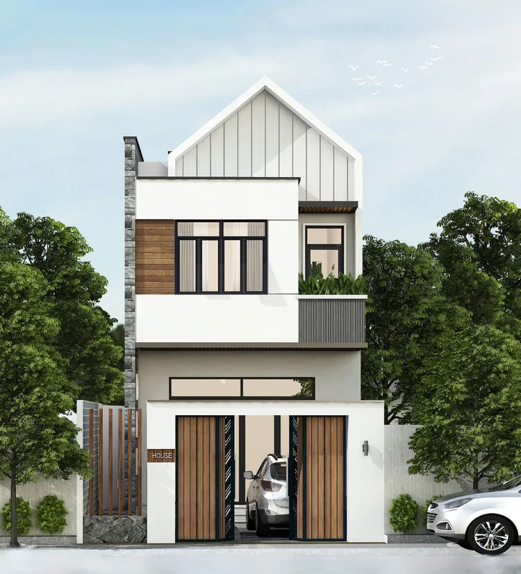 Không gian mặt tiền nhà mái thái 1 tầng gọn gàng thoáng