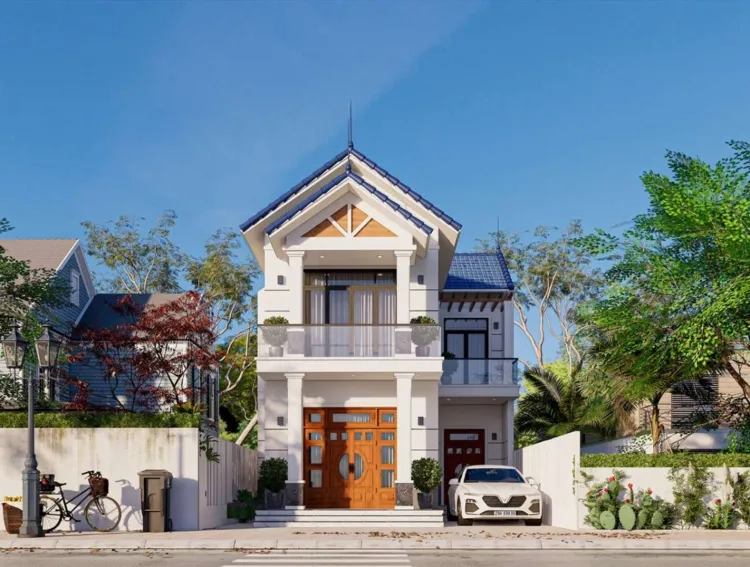 Vẻ sang mặt tiền nhà mái thái phong cách châu âu