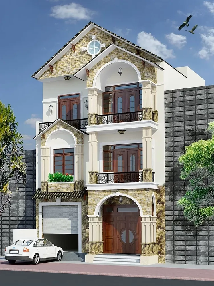 Không gian mặt tiền nhà mái thái nhà vườn thư thái