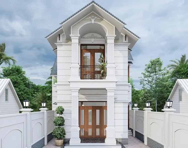Không gian sống nổi bật với mặt tiền nhà mái thái 2 tầng đẹp tinh tế