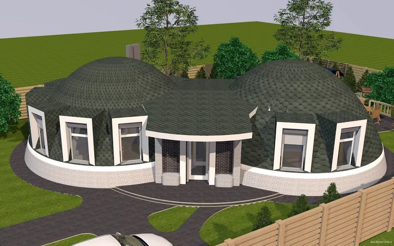 Mặt tiền nhà vòm đúc bê tông bền bỉ