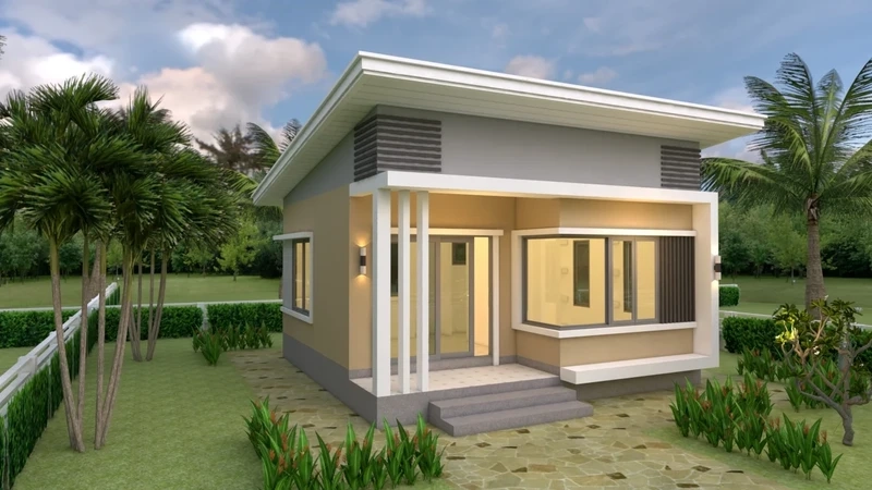 Không gian đơn giản thoải mái nhà cấp 4 mái bằng đơn giản