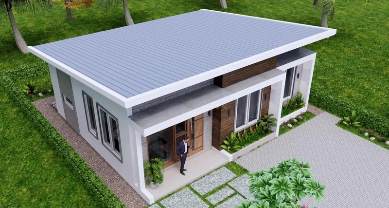 Mặt tiền ấn tượng nhà cấp 4 mái bằng mặt tiền đẹp