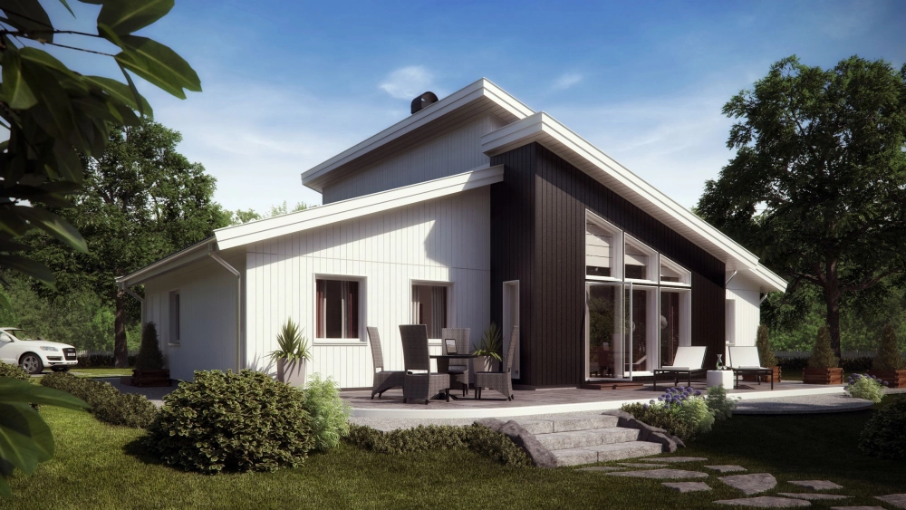 Nhà cấp 4 mái lệch hiện đại mang hơi thở thời đại