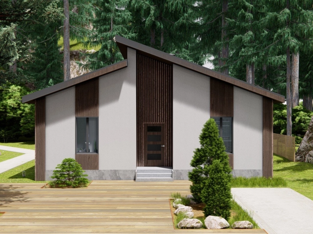 Nhà cấp 4 mái lệch chữ l tối ưu công năng