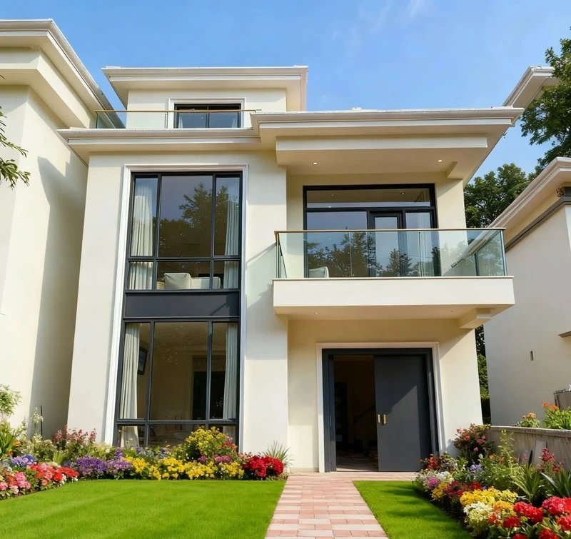 Mặt tiền nổi bật với nhà mái bằng 2 tầng mặt tiền đẹp