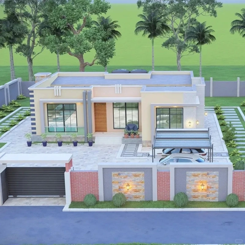 Phong cách đô thị năng động nhà mái bằng 3 phòng ngủ phong cách đô thị