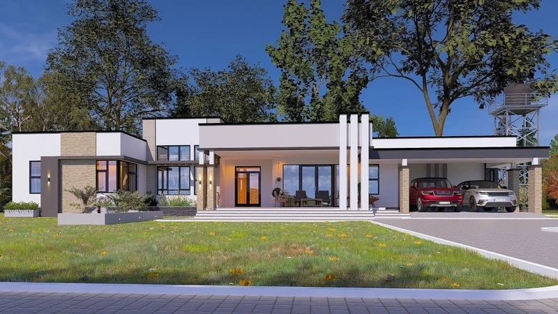 Đơn giản nhưng tinh tế nhà mái bằng 4 phòng ngủ đơn giản