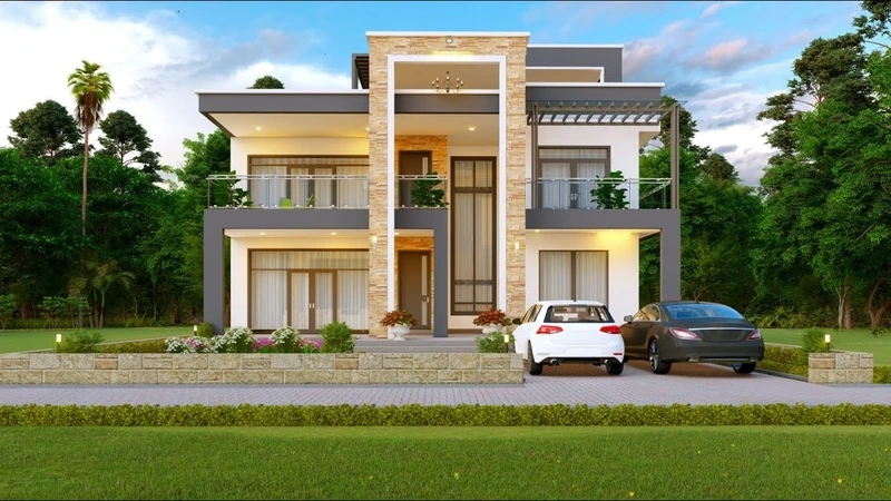 Kiến trúc ấn tượng nhà mái bằng 4 phòng ngủ kiến trúc hiện đại