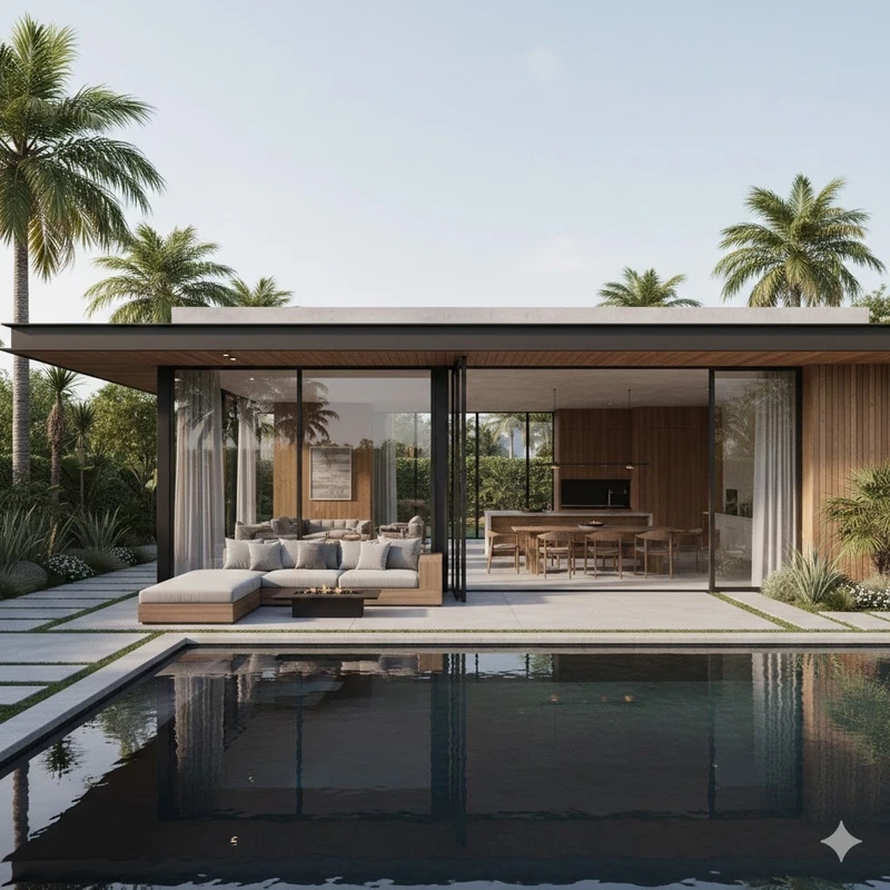 Ban công thoáng mát nhà mái bằng hiện đại có ban công