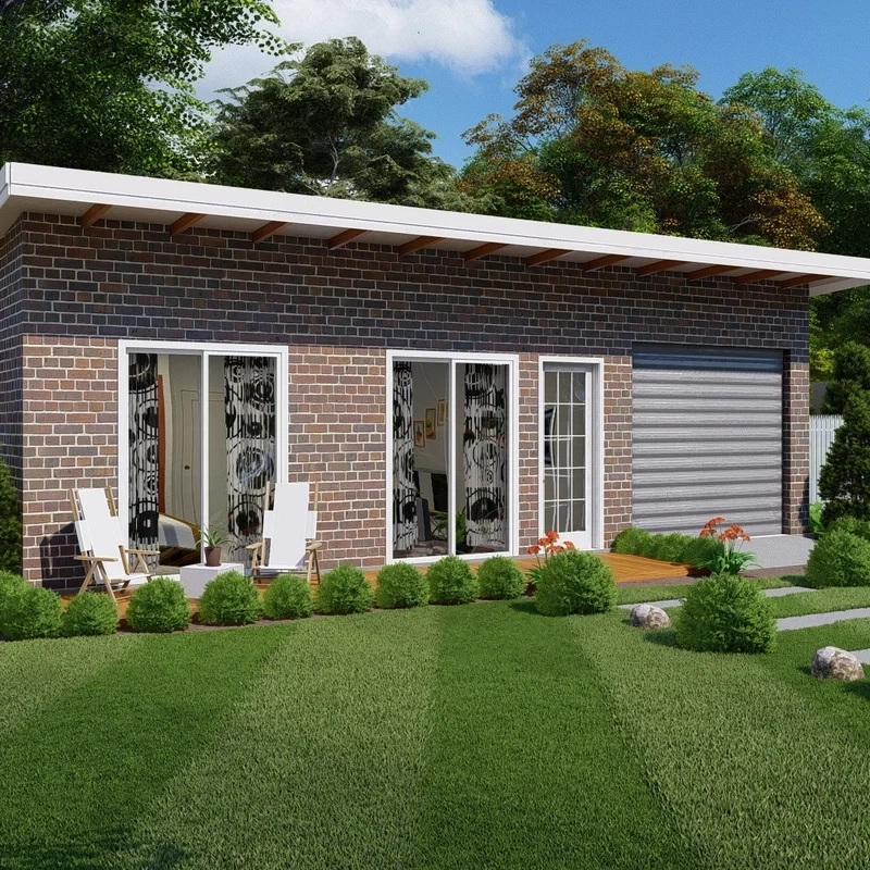 Không gian phố hiện đại nhà mái bằng nhỏ thành thị