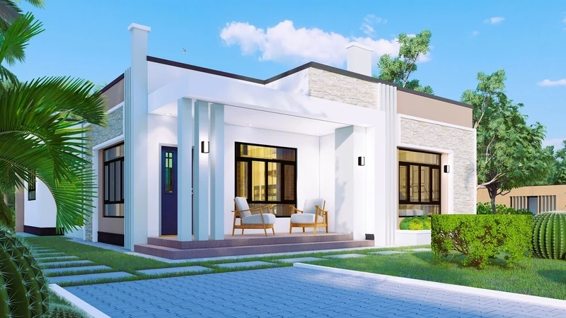 Phong cách hiện đại nổi bật nhà mái bằng nhỏ phong cách hiện đại