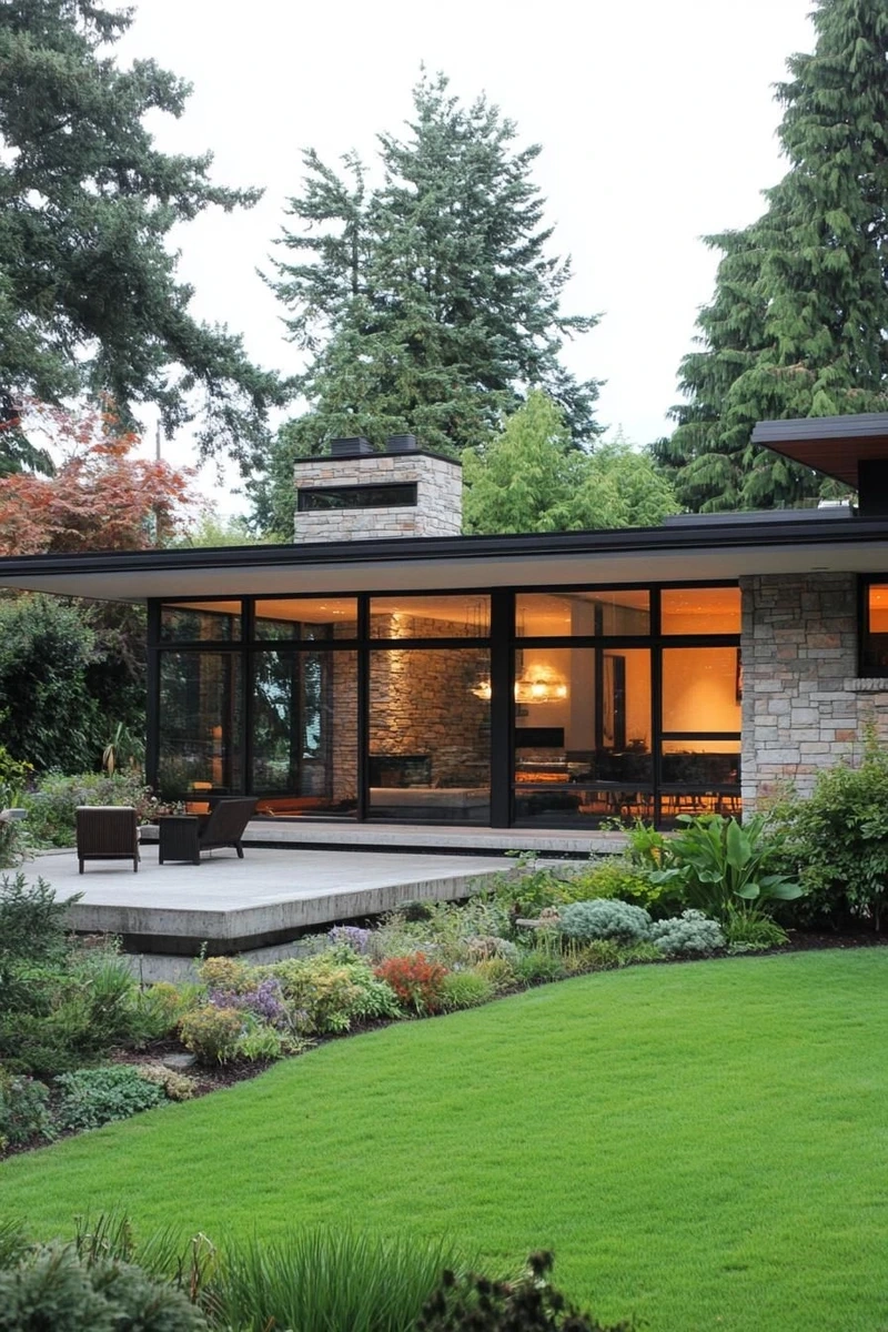 Ngôi nhà thanh lịch nhà mái bằng tối giản đẹp