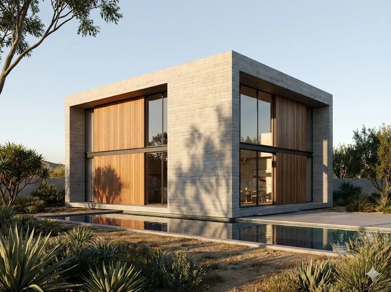 Tối giản nhưng sang trọng nhà mái bằng vuông tối giản