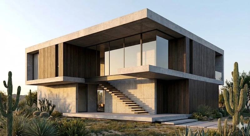 Kiến trúc tối giản nhà mái bằng vuông kiến trúc tối giản