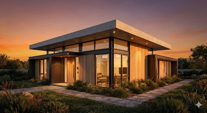 Hình khối ấn tượng nhà mái bằng vuông hình khối