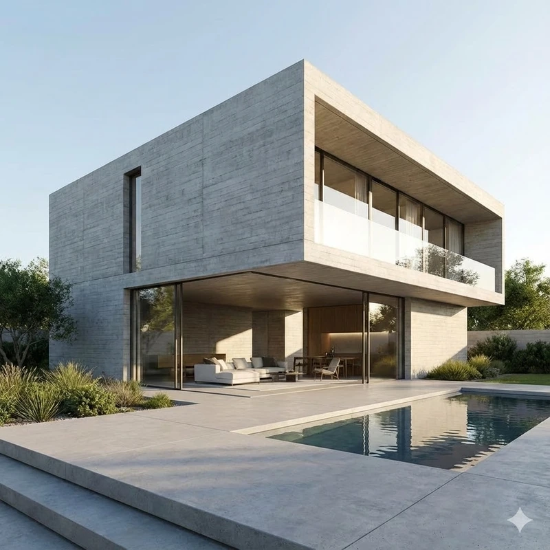 Phong cách hiện đại nhà mái bằng vuông phong cách hiện đại