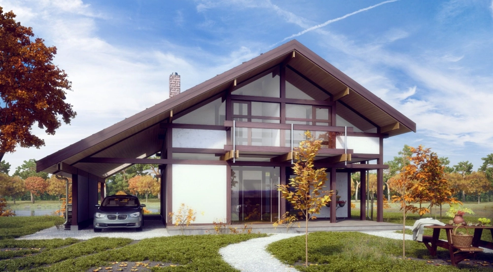 Nhà mái lệch sân vườn hòa quyện thiên nhiên xanh