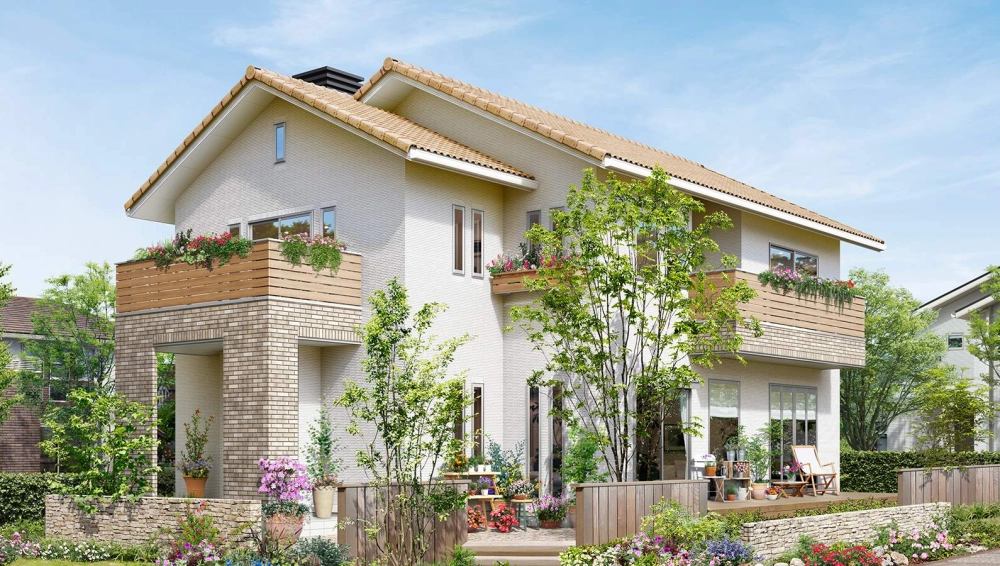 Màu sơn ngoại thất nhà 3 tầng mái nhật hài hòa với thiên nhiên