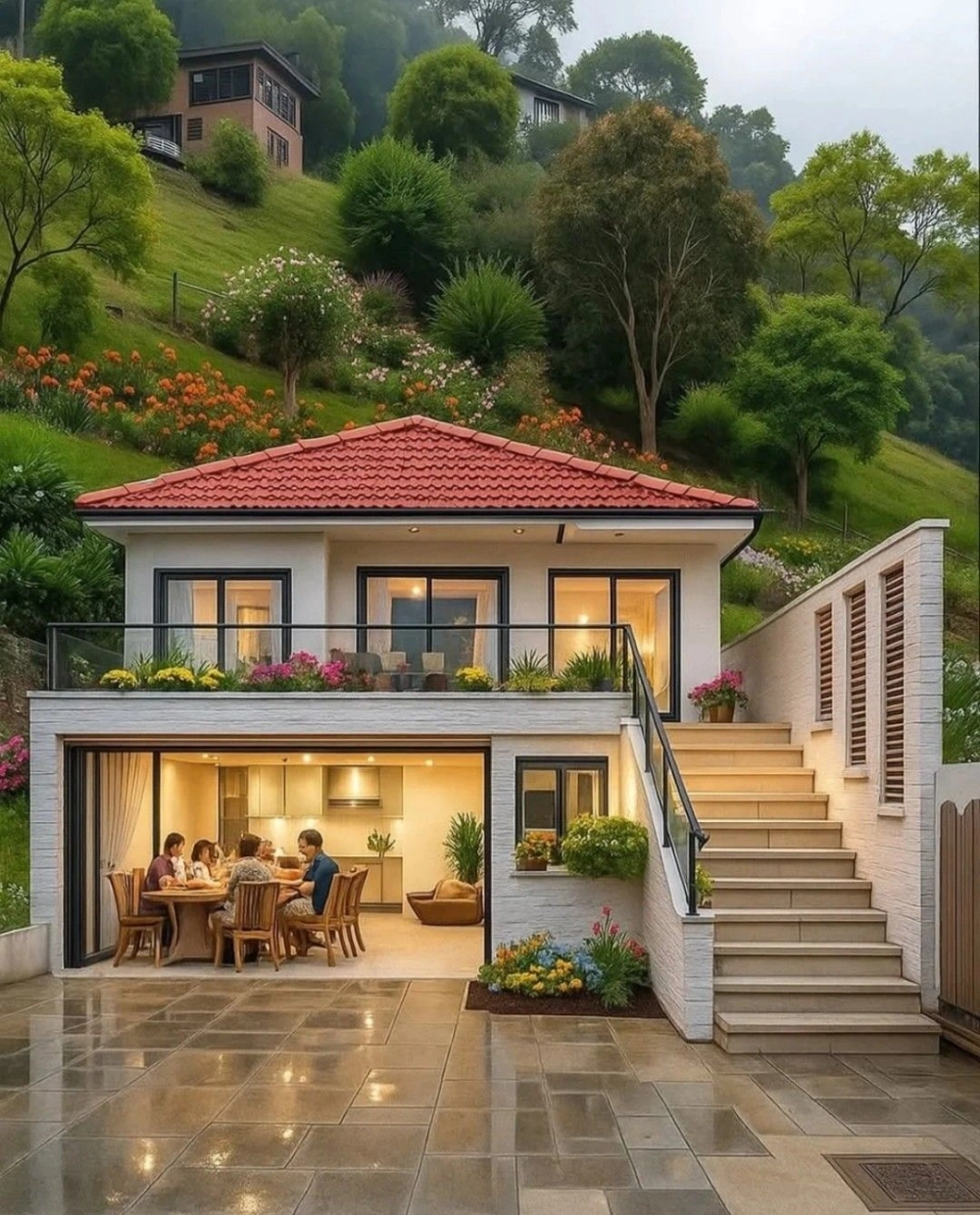 Thiết kế nhà mái nhật chữ l ở quê yên bình và gần gũi