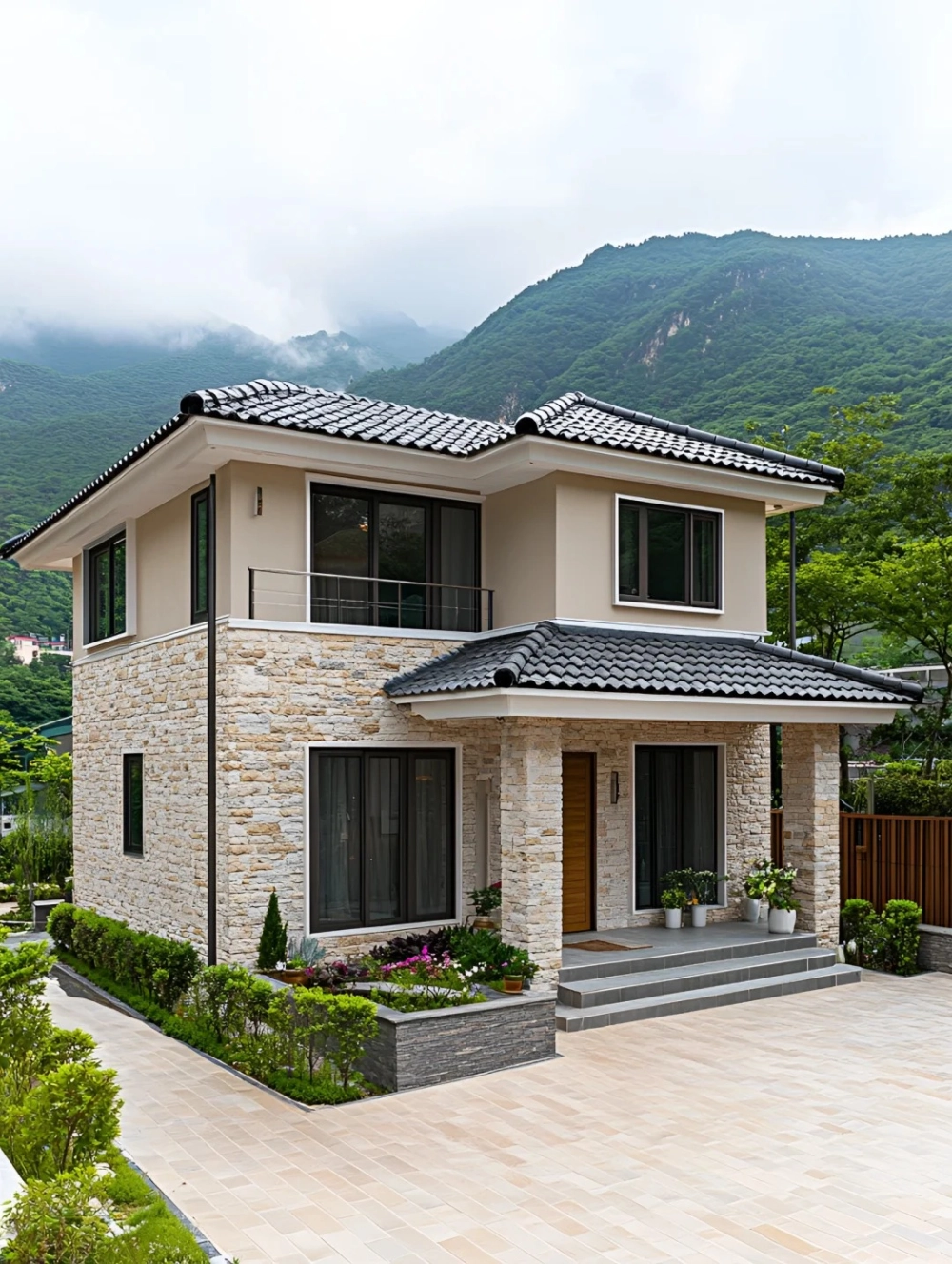 Mẫu nhà mái nhật lợp ngói xám lông chuột mang phong cách tinh tế