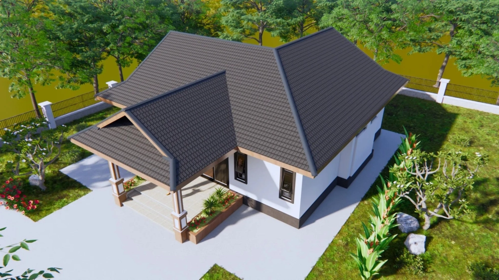 Mẫu nhà mái nhật nông thôn 4 phòng ngủ cho gia đình đông người