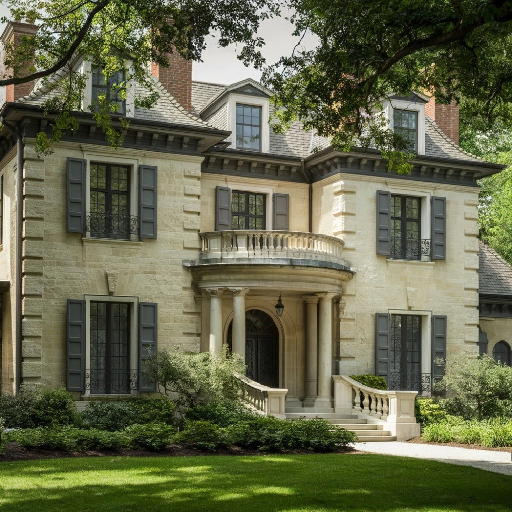 Biệt thự tân cổ điển mái nhật sang trọng với màu ngói xanh xám