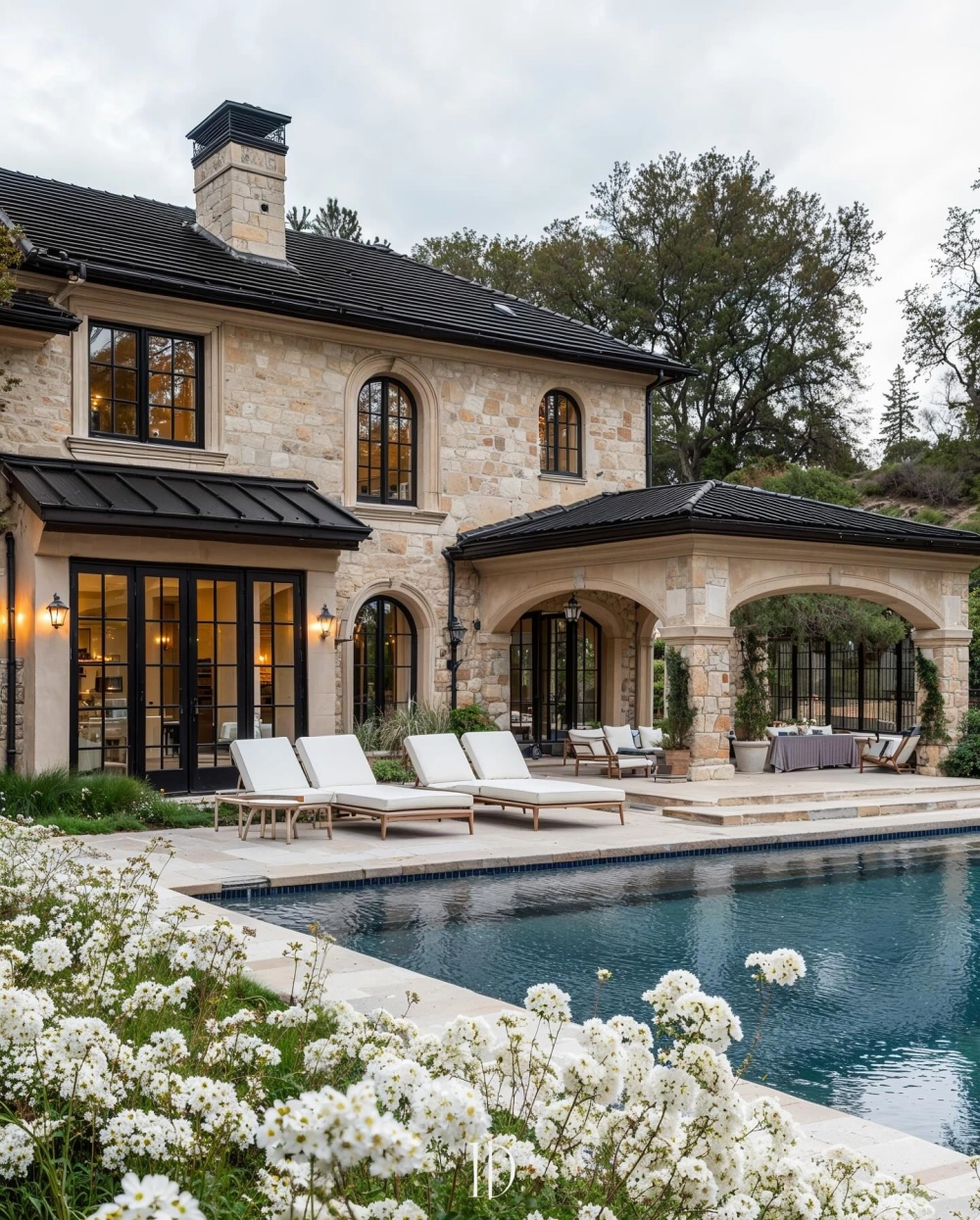 Cột trụ nhà mái nhật tân cổ điển được chạm khắc hoa văn tinh tế