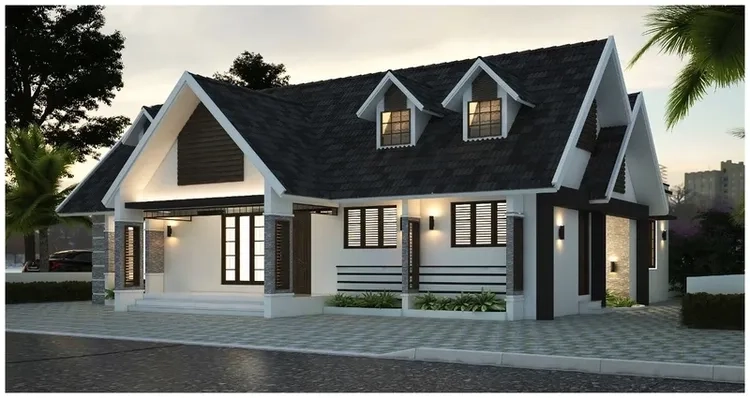 Cách bố trí thông minh của nhà mái thái 1 tầng chữ l tiện dụng