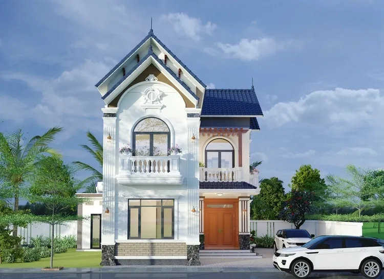 Tối ưu diện tích nhờ nhà mái thái 2 tầng chữ l